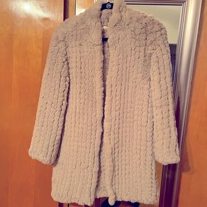 Taupe faux fur jacket sweater. One size.
